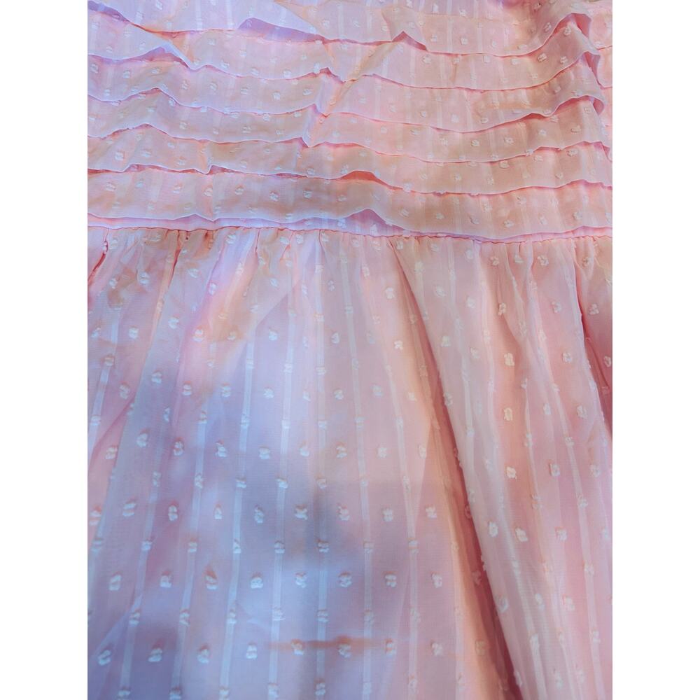 Andrée by Unit Pink Swiss Dot Smocked Babydoll Tunic Blouse Sheer Sleeves 2X - Picture 4 of 10